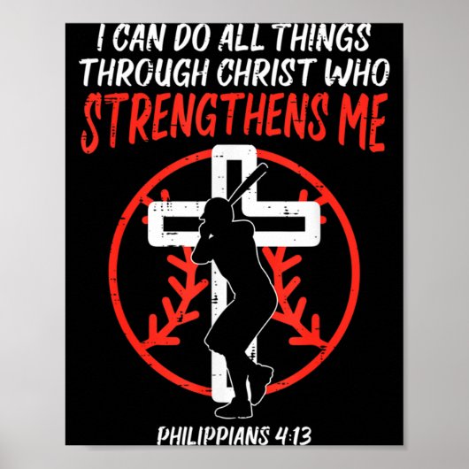 Poster Can Do All Things Baseball Religious Christian Men (Devant)