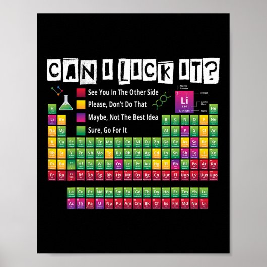 Poster Can I Lick It Funny Periodic Table Science Teacher (Devant)
