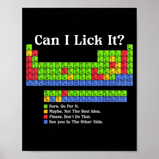 Poster Can I Lick It Periodic Table Chart Science Teacher (Devant)