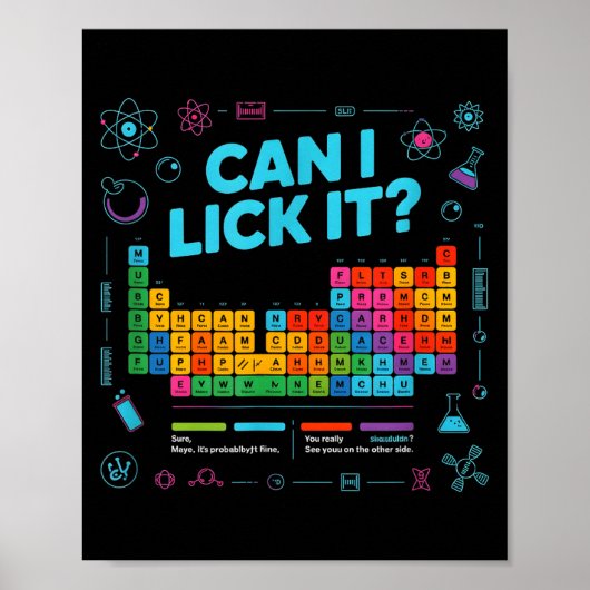 Poster Can I Lick It Tee Funny Periodic Table Teacher Coo (Devant)
