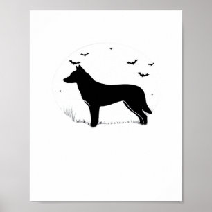 Poster Canaan Chien - Halloween Lune Silhouette Classique