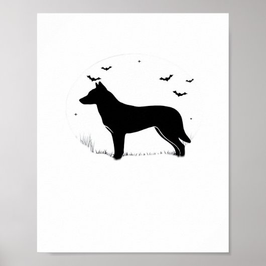 Poster Canaan Chien - Halloween Lune Silhouette Classique (Devant)