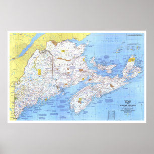 Poster " Canada : 1975 Maine avec les provinces maritimes