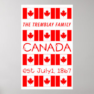 Poster Canada Day Red Maple Leaf Pattern Canadian Flag