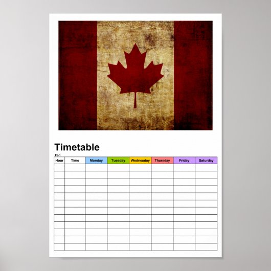 Poster Canada/drapeau grunge / Horaire (Devant)