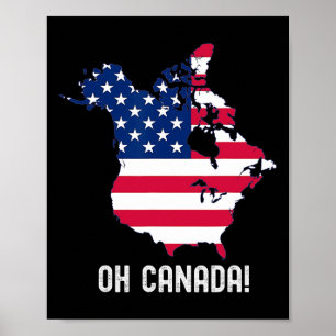 Poster Canada États-Unis 51e Carte de l'État Drapeau amér