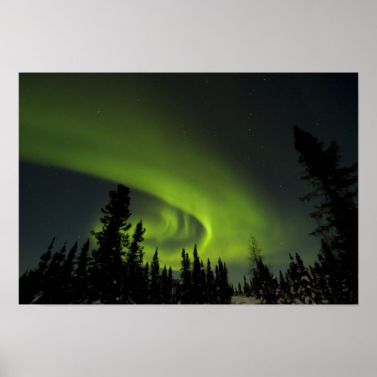 Poster Canada, Manitoba. View of aurora borealis and (Devant)