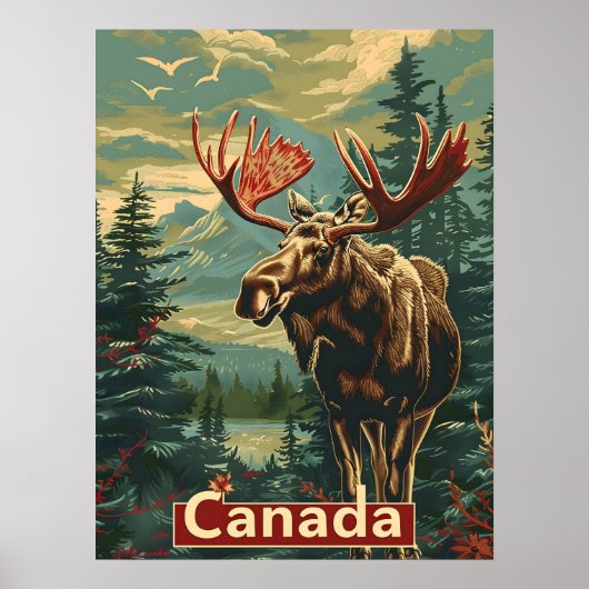 Poster Canada Moose Vintage (Devant)