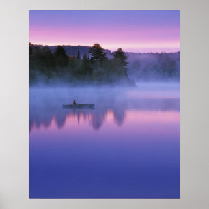 Poster Canada, Ontario, Parc Algonguin, Canoeist on