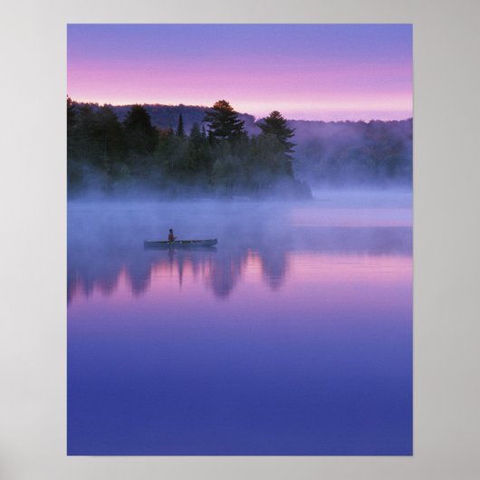Poster Canada, Ontario, Parc Algonguin, Canoeist on (Devant)