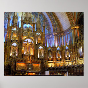 Poster Canada, Québec, Montréal. Intérieur de Notre-Dame