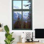 Poster Canada Rocheuses Vue Fenêtre Faux (Bureau à domicile)