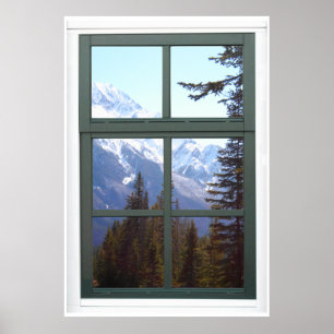 Poster Canada Rocheuses Vue Fenêtre Faux