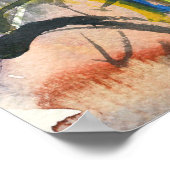 Poster Canal Amsterdam avec Vélos Aquarelle Mur Art (Coin)