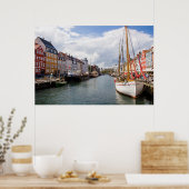 Poster Canal avec bateaux | Copenhague (Cuisine)