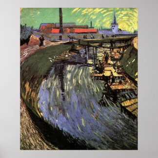 Poster Canal avec femmes Laver par Vincent van Gogh