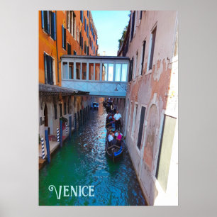 Poster Canal de Venise Gondolas Couvert Skywalk Palazzos