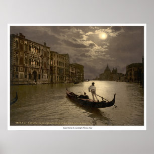 Poster Canal grand par clair de lune, Venise, Italie