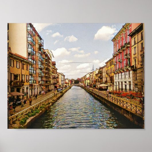 Poster Canal Navigli Milano (Devant)