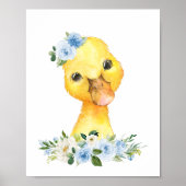 Poster Canard, Animaux De Ferme, Fleurs Bleues, Garçon (Devant)