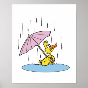 Poster canard avec parapluie