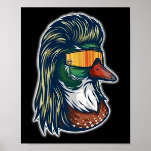 Poster Canard colvert avec mullet et lunettes