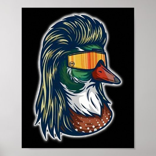 Poster Canard colvert avec mullet et lunettes (Devant)