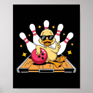 Poster Canard Cute Avec Sungles Jouant Au Bowling Pour Ho