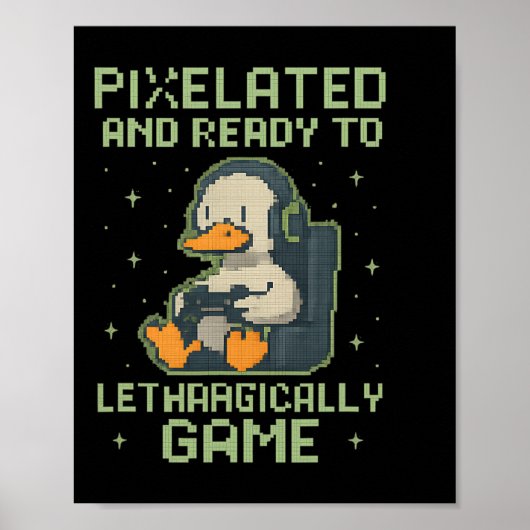 Poster Canard de joueur pixelisé Conception de parodie de (Devant)