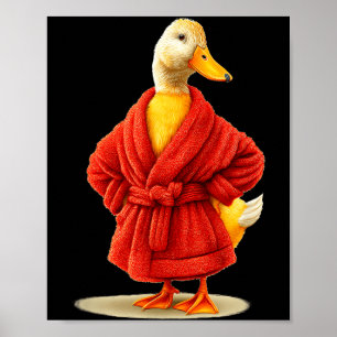 Poster Canard drôle en pyjama rouge pour oie et pyjama
