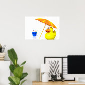 Poster Canard en caoutchouc à la plage (Bureau à domicile)