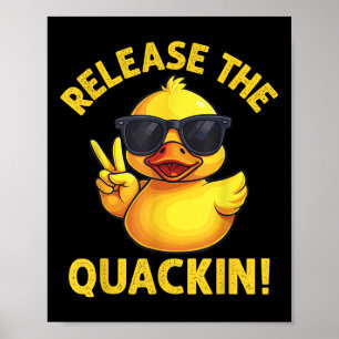 Poster Canard en caoutchouc drôle libère le coin-coin !
