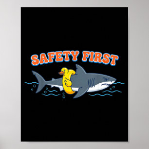 Poster Canard en caoutchouc requin drôle Ft Sécurité Été