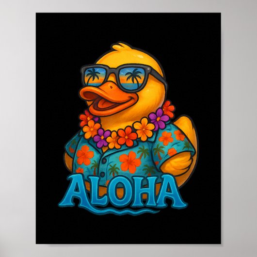 Poster Canard en caoutchouc tropical Lei hawaïen Aloha Ca (Devant)