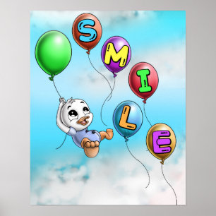 Poster Canard et ballons