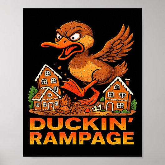 Poster Canard Furieux Drôle Unique Noël Rampage Pain d'ép (Devant)