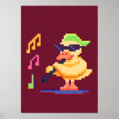 Poster Canard Jouer Musique Pixel Art (Devant)
