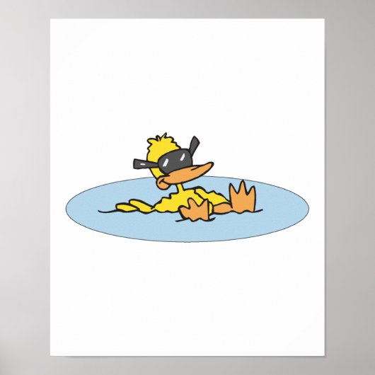 Poster canard nageant avec lunettes de soleil (Devant)