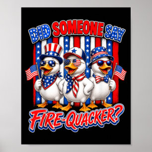 Poster Canard patriotique de pétard Drapeau américain du