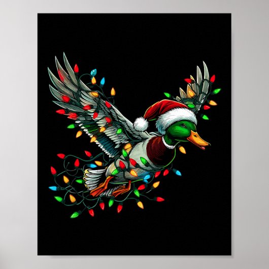 Poster Canard Père Noël Volant Avec Lumières De Noël Chas (Devant)