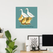 Poster Canards blancs et canetons (Bureau à domicile)