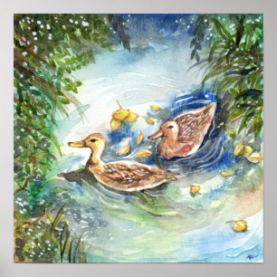 Poster Canards Dans L'Étang