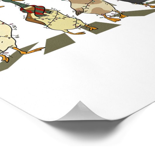 Poster Canards de Noël Joyeux Arbre Lumières Canard de No (Coin)
