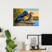 Poster Canards En Bois Sur La Peinture De La Boîte De Nid (Bureau à domicile)