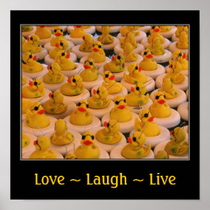 Poster Canards en caoutchouc Love Laugh Live Inspirant