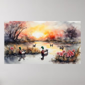 Poster Canards sur le lac (Devant)