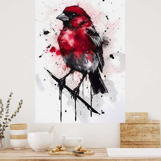 Poster Canari à facteur rouge (Cuisine)