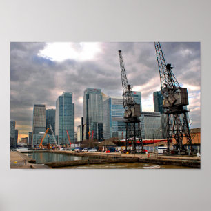 Poster Canary Wharf London Docklands Angleterre Royaume-U