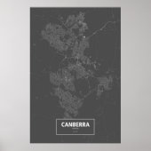 Poster Canberra, Australie (blanc sur noir) (Devant)