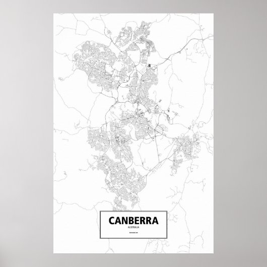 Poster Canberra, Australie (noir sur blanc) (Devant)